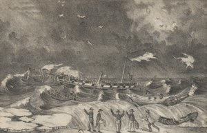 Terribile Naufragio del Messico sulla Spiaggia di Hempstead, 2 gennaio 1837 da Nathaniel Currier