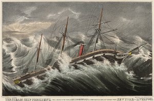 Il piroscafo President, il più grande del mondo, comandato dal tenente Roberts durante il suo ultimo viaggio da New York (USA) a Liverpool (Inghilterra), nella tempesta del 12 marzo