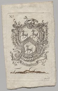 Ex Libris: Stemma con iscrizione Francis Dana da Nathaniel Hurd