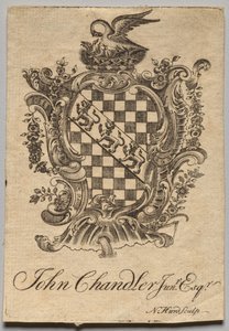 Ex Libris: Stemma con iscrizione John Chandler Jun.r, Esq.