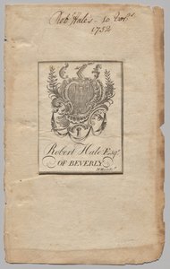 Ex libris: Stemma con iscrizione di Robert Hale, Esq. da Nathaniel Hurd