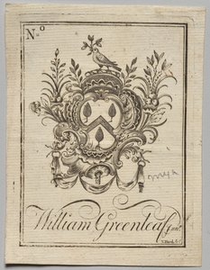 Ex Libris: Stemma con iscrizione William Greenleaf Jun.r da Nathaniel Hurd