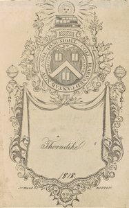 Ex libris del Harvard College con il sigillo Christo et Ecclesiæ da Nathaniel Hurd