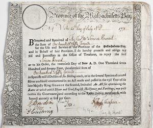 Certificato di prestito da Nathaniel Hurd