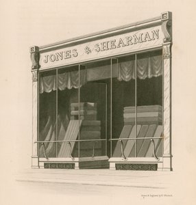 Vetrina del negozio di Messrs Jones e Shearman, Blackfriars Road, Londra