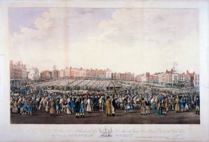 Mercato di Smithfield, West Smithfield, Città di Londra da Nathaniel Whittock