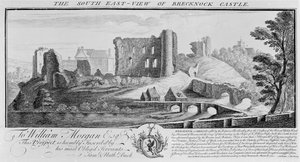 La vista sud-est del castello di Brecknock, 1741