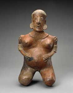 Donna incinta inginocchiata, 300 a.C.-300 d.C. da Nayarit Nayarit