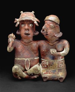 Coppia seduta unita, 200 a.C-300 d.C. (ceramica e pigmento)