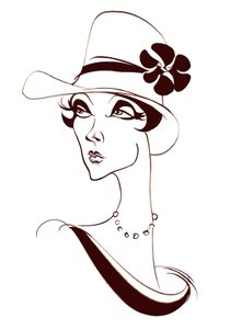Modella con perle e un cappello alto da Neale Osborne