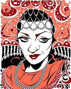 Olga Borodina, mezzosoprano russo, versione a colori di immagine b/n, 2005 di Neale Osborne da Neale Osborne