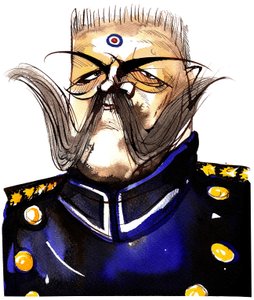 Paul von Hindenburg - Generale e presidente tedesco nato in Polonia (1847-1934); caricatura a colori