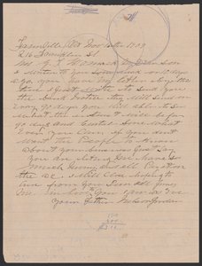 Lettera di Nelson Jordan a Julia Womack con una busta da Nelson Jordan