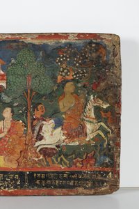 Dettaglio di una copertina di manoscritto buddista da Nepalese School