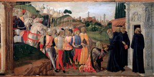 Totila, re degli Ostrogoti visita Benedetto da Norcia - Dettaglio
