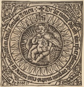 Divino Infante con il globo in un cerchio con quattro angeli da Netherlandish 15th Century