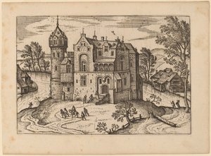 Castello vicino a un fiume da Netherlandish 16th Century