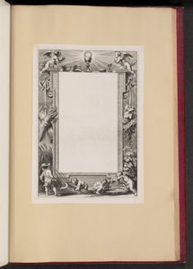 Illustrazione di confine con putti che raccolgono offerte a Dio da Netherlandish 17th Century