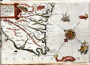 Capo Finisterre secondo il portolano di Luca J. Waghenaer tresoor de zeevaert, Leiden 1592