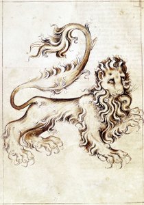 Sloane 3983 f.16v Il segno zodiacale del Leone da Netherlandish School