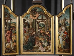 Trittico - Adorazione dei pastori, 1535 da Netherlandish School