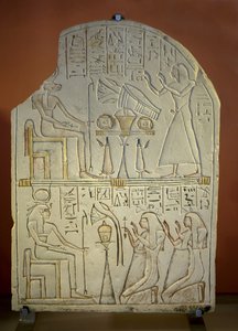 Stele di Penboui a Toueris e Iside Hathor (pietra calcarea dipinta, nuovo impero) da New Kingdom Egyptian