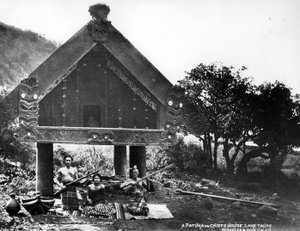 Una Patuka o Casa del Capo, Lago Taupo, Nuova Zelanda, c.1863-80 da New Zealander Photographer