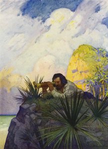 Illustrazione per Robinson Crusoe (litografia a colori) da Newell Convers (after) Wyeth