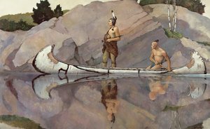 Indiani in una canoa da Newell Convers Wyeth