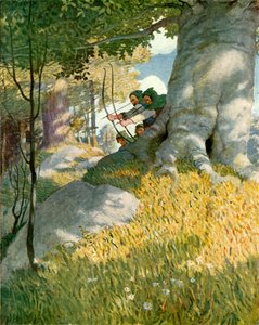 Robin Hood e i suoi compagni salvano Will Stutely da Newell Convers Wyeth