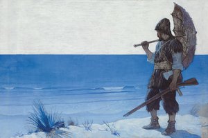 Robinson Crusoe: Risguardo da Newell Convers Wyeth
