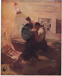 La lotta nella caverna: Mi mostrò Hands e il suo compagno bloccati insieme in una lotta mortale da Newell Convers Wyeth