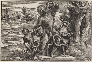 Caricatura del gruppo del Laocoonte da Niccolò Boldrini after Titian