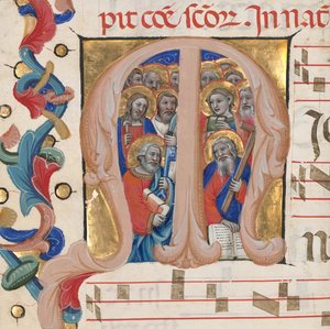 Iniziale M: Gli apostoli da Niccolò di Giacomo da Bologna