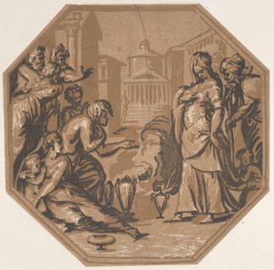 Persone che rendono omaggio alla bellezza di Psiche, ca. 1540-50 da Niccolo Vicentino