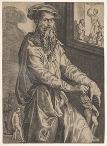 Ritratto di Baccio Bandinelli, a tre quarti di lunghezza accanto a un vetro di finestra, ca. 1540-48 da Niccolo della Casa