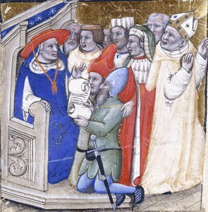 Un Cardinale che giudica un Vescovo, accusato da due laici, c.1380 da Niccolo di Giacomo