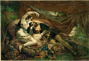 La messicana Alaida, sorella di Zingari, capo azteco, con Cortes nella sua tenda ... da Nicholas Eustache (after) Maurin