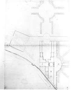 Piano del sito dello schema I, Hampton Court, 1689 da Nicholas Hawksmoor