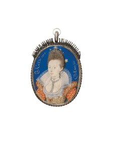 Una signora in abito dorato con colletto alto, 1605 da Nicholas Hilliard