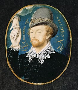 Uomo che stringe la mano da una nuvola, possibilmente William Shakespeare, 1588