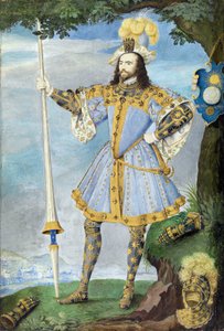 Ritratto di George Clifford, terzo conte di Cumberland (1558-1605), navigatore. Miniatura ad acquerello su pergamena di Nicholas Hilliard (1547-1618), ca. 1590 da Nicholas Hilliard