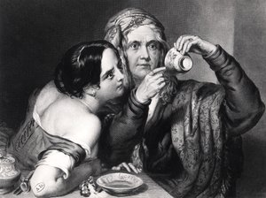 Predire il futuro leggendo i fondi di caffè, inciso da Charles William Sharpe da Nicholas Joseph Crowley