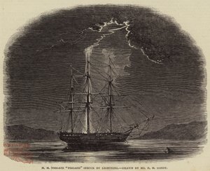 La fregata H M Fisgard colpita da un fulmine da Nicholas Matthews Condy