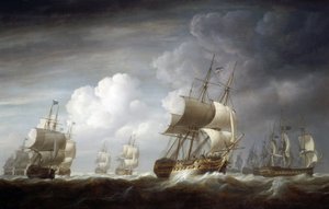 Una flotta di navi Indiaman, navi britanniche della Compagnia delle Indie Orientali da Nicholas Pocock