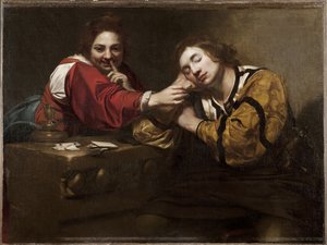 Scena di chiromanzia (Dormiente svegliato da una giovane donna)