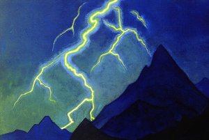 Chiamata del cielo, fulmine, c.1935-36 da Nicholas Roerich