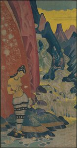 Canto della cascata, pannello decorativo, serie "Sogni di saggezza", 1920 da Nicholas Roerich