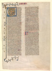 Iniziale V dal commento di Neemia, una delle sei foglie illustrate, ca. 1360-1380 da Nicholas of Lyra