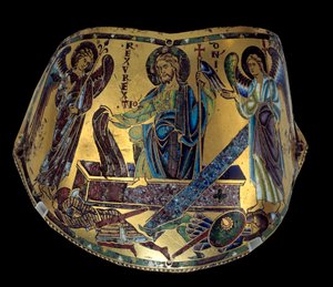 Armilla: La Resurrezione. Bracciale cerimoniale in rame e smalto della Mosa. Officina di Nicolas Verdun (ca.1130/50-1205) Medioevo, ca. 1170-1180. Parigi, Museo del Louvre da Nicholas of Verdun